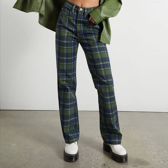 *NWT* WeWoreWhat REVOLVE High Rise Dad
Jeans Plaid Basil Multi - Picture 6 of 6